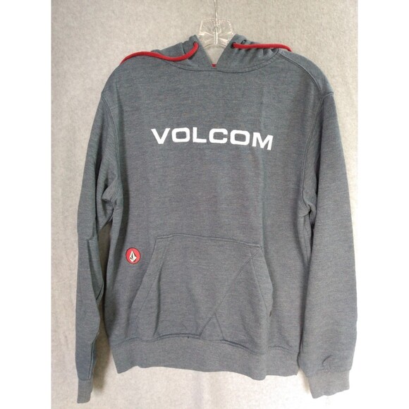 Volcom Hoodie Mens Small Blue Straight Up Fleece Y2K Skateboard Surfer Grunge - Picture 2 of 11